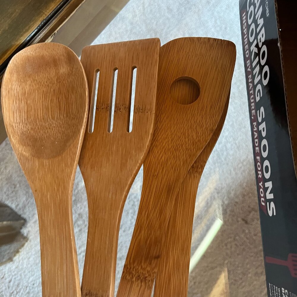Bamboo Cooking Spoons Eco Friendly Kitchen Utensils (Set‎ of 4/ new) - Picture 3 of 9